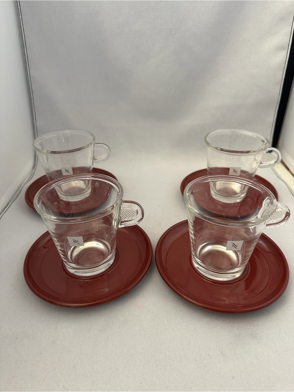 Nespresso View Espresso Cups with Red Saucers - Set of 4